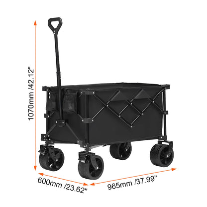 SucceBuy Collapsible Folding Wagon Beach Wagon Cart with All-Terrain Wheels Drink Holders Sports Wagon for Camping Garden