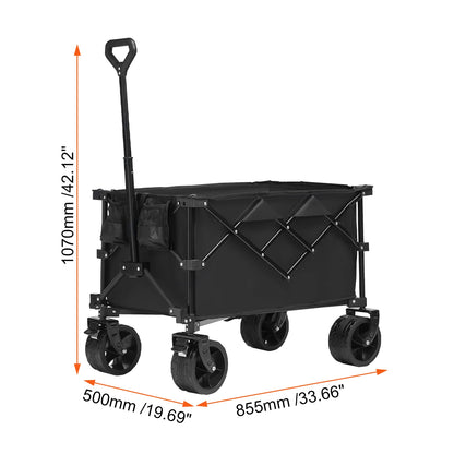 SucceBuy Collapsible Folding Wagon Beach Wagon Cart with All-Terrain Wheels Drink Holders Sports Wagon for Camping Garden