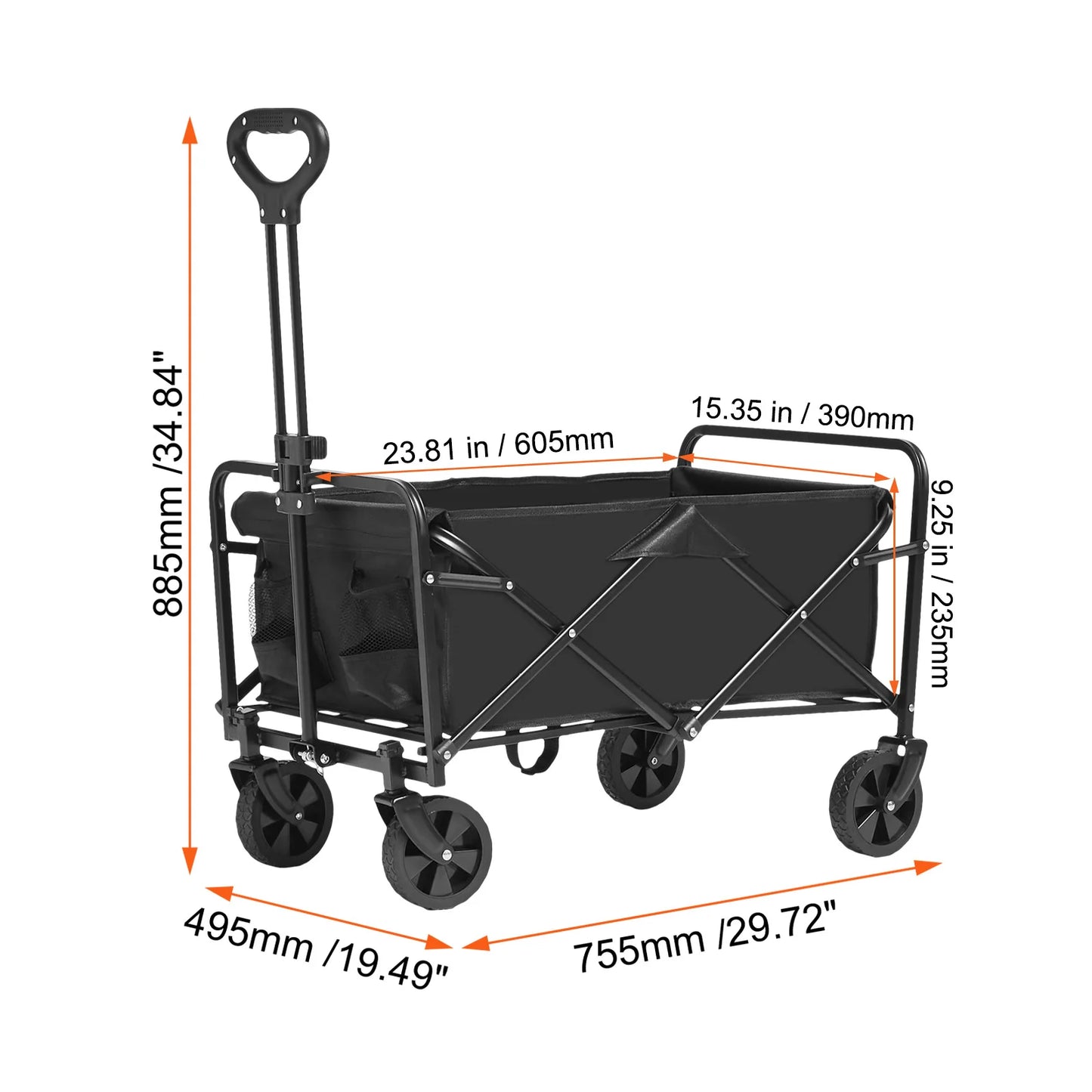 SucceBuy Collapsible Folding Wagon Beach Wagon Cart with All-Terrain Wheels Drink Holders Sports Wagon for Camping Garden