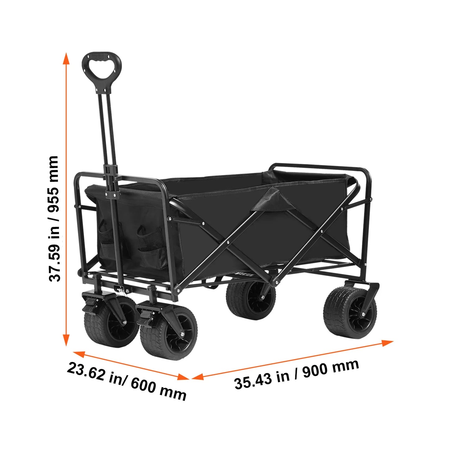 SucceBuy Collapsible Folding Wagon Beach Wagon Cart with All-Terrain Wheels Drink Holders Sports Wagon for Camping Garden
