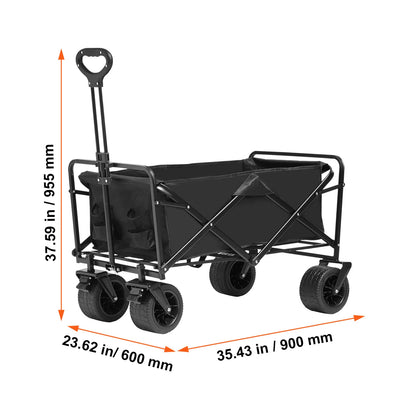 SucceBuy Collapsible Folding Wagon Beach Wagon Cart with All-Terrain Wheels Drink Holders Sports Wagon for Camping Garden