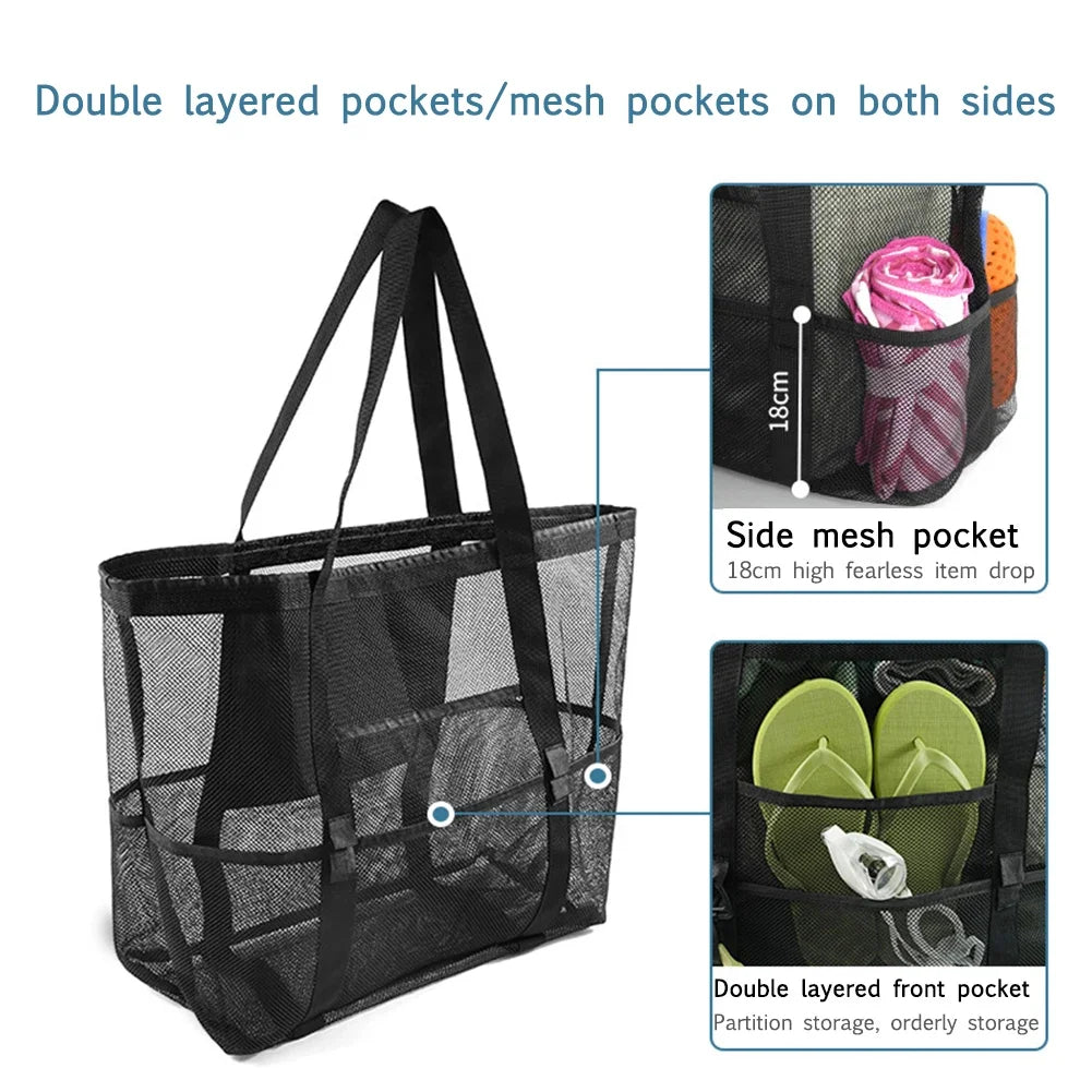 Portable Mesh Beach Bag – Toy & Towel Storage for Kids and Families
