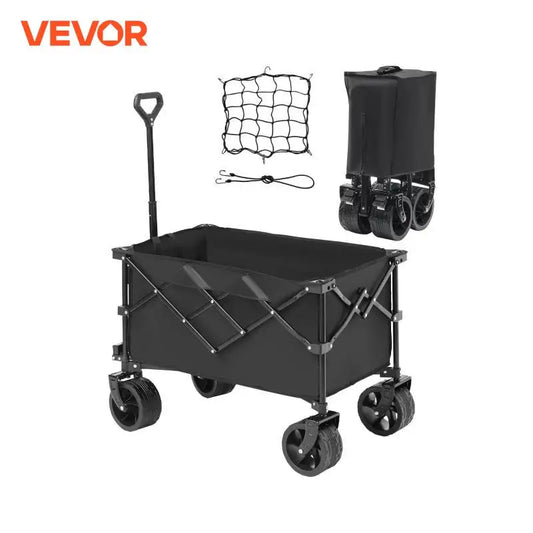 SucceBuy Collapsible Folding Wagon Beach Wagon Cart with All-Terrain Wheels Drink Holders Sports Wagon for Camping Garden